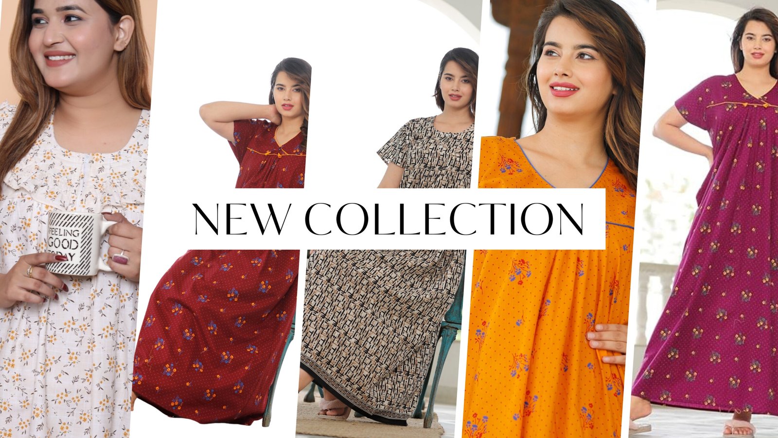 Beige & Blue Fashion Photo Collage New Collection Blog Banner